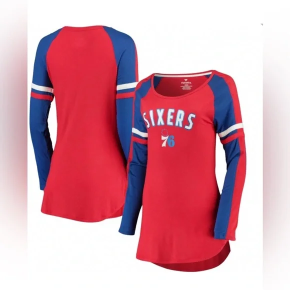 Fanatics Authentic Philadelphia 76ers Sixers Long Sleeve Shirt NBA Women’s XL - Picture 1 of 5